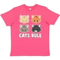 thumbnail image 3 of Inktastic Cats Rule with Cat Heads Youth T-Shirt, 3 of 5
