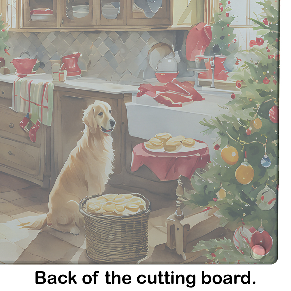 Carolines Treasures DAC3801LCB 15 x 12 in. Unisex Golden Retriever Christmas Cookies Glass Cutting Board