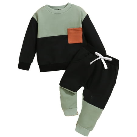 

Boys and Girls Clothing Long Sleeve Sweatshirt and Pants Set Autumn and Winter Casual Home Wear Out Wear Fall Outfits Toddler Boy Boy 4 Month Clothes Going Home Outfits for Baby Boy Baby Boy Clothes
