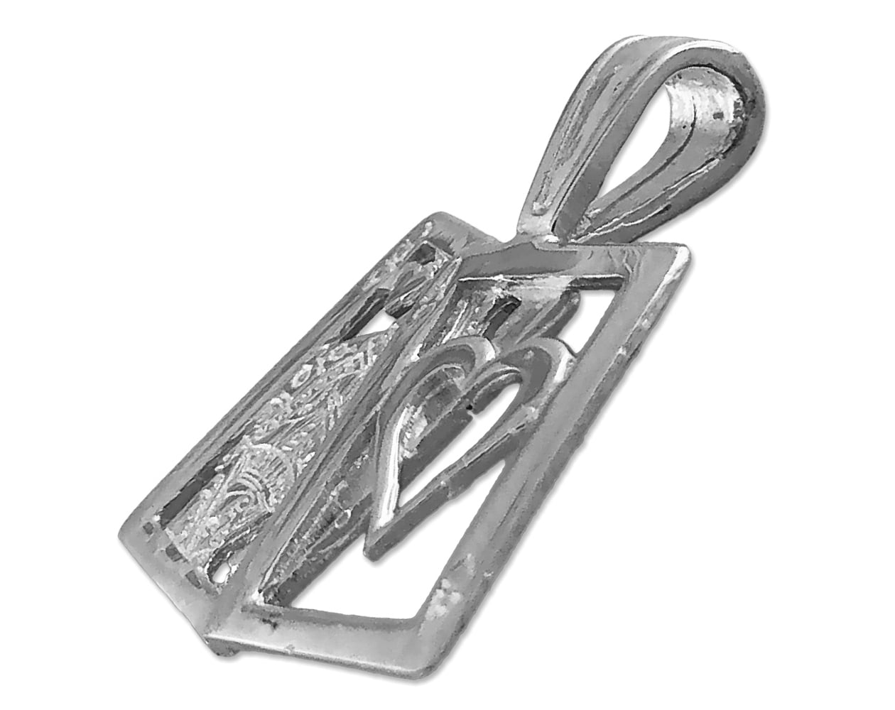 Rhodium Plated 925 Sterling Silver Ace Queen of Hearts Playing Cards Slide