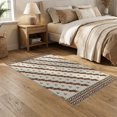 thumbnail image 2 of ODIKA 5'x7' Brown Cream Warm Geometric Design Washable Area Rug Diagonal Patterns with Intricate Borders Easy Care, Non-Shedding, Pet Friendly, for Small Living Room, Bedroom, 2 of 7