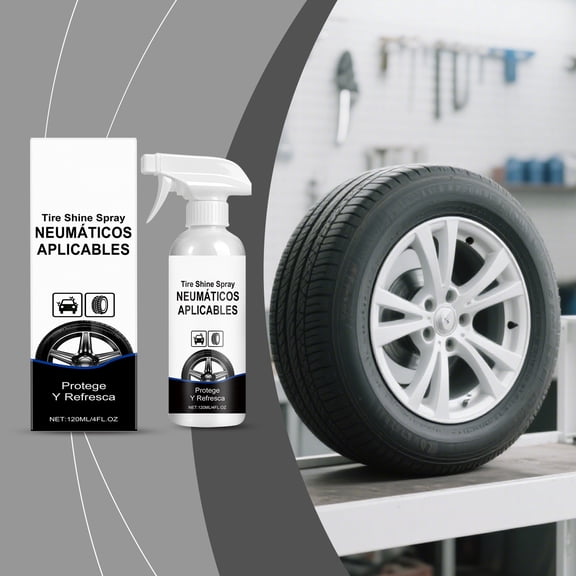 Car Tire Shine Spray, 120ML High Gloss Polishing and Conditioning Agent, Long-lasting UV Protection and Rubber Nourishment for Post-Wash Maintenance, Professional Automotive Care