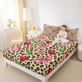 thumbnail image 2 of Manfei Cute Bow Cherry Fitted Sheet Full,Brown Cheetah Print Bed Set,3pcs,1 Fitted Sheet and 2 Pillowcases, 2 of 6