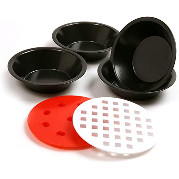 4 MINI PIE PANS W/2 TOP CUTTERS