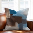 thumbnail image 2 of Throw Pillow Covers, Blue Brown Decorative Throw Pillow Covers 18x18 Inch, Ombre Abstract Street Art Mottled Texture Square Linen Pillow Cases for Couch/Living Room/Sofa, 2 of 9