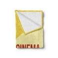 thumbnail image 2 of Movie Theater Soft Flannel Fleece Throw Blanket, Projector Silhouette with Cinema Words Movie Background, Cozy Plush for Indoor and Outdoor Use, 70" x 90", Dark Coral Beige Yellow, by Ambesonne, 2 of 5