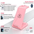 thumbnail image 3 of Cshidworld Wireless Charger, 3 in 1 Charging Station, 23W Fast Charging Dock for iPhone 17/16e/15/14/13/12/11 Pro Max, AirPods 4/3/2/Pro, iWatch Series 2-11, Samsung Charger Stand (Pink), 3 of 9