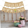 Colorful Spring Banner Amosfun Spring Banner Burlap Khaki Swallowtail Flag with Hello Spring ...