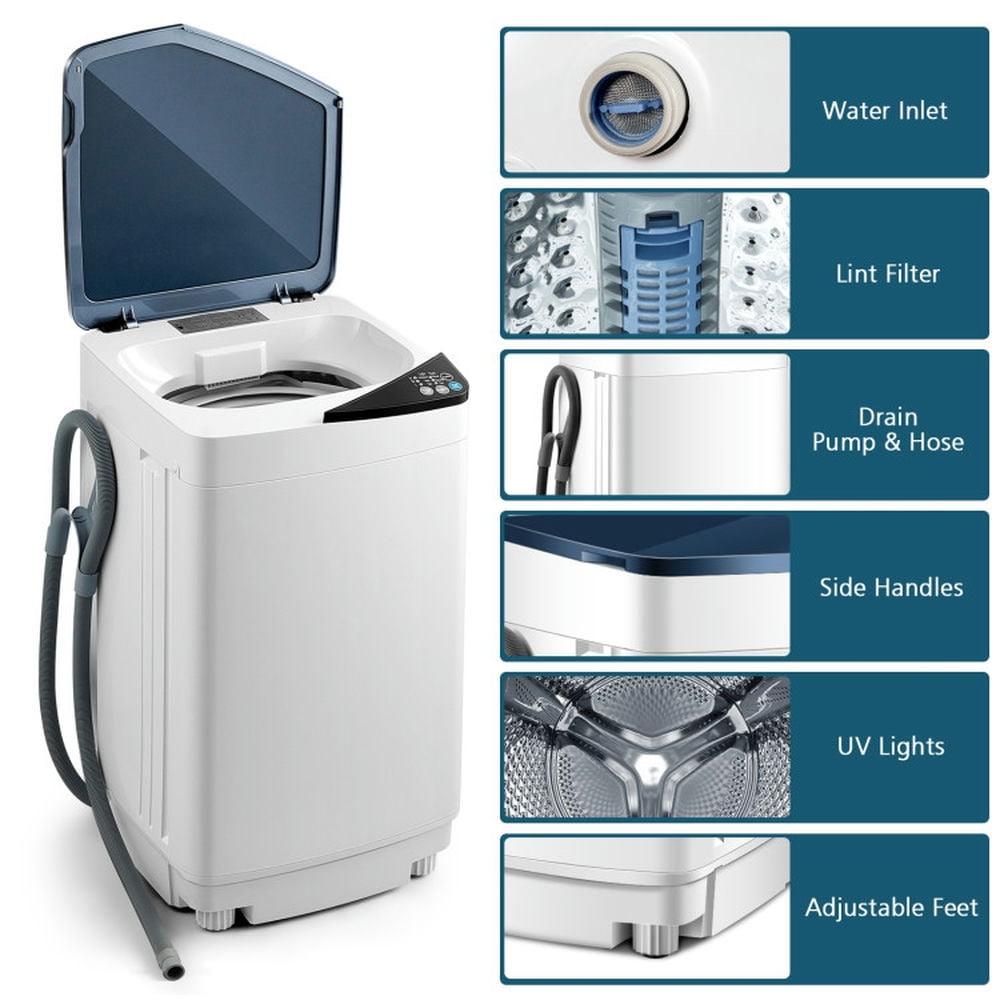 YYAo Washer and Spinner Combo, Laundry Washing Machine, Full-Automatic Washing Machine with Built-in Barrel Light-Blue