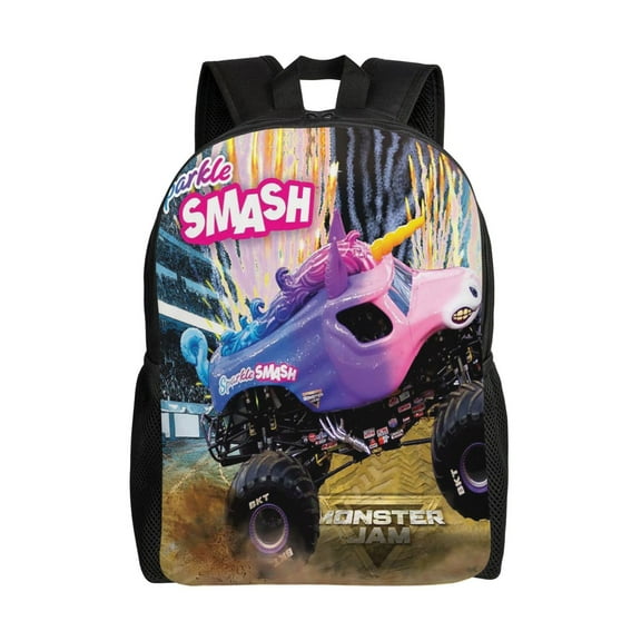 Sparkle Smash Monster Trucks Large Backpack Lightweight Laptop Bag Daypack Travel Backpack for Men Women