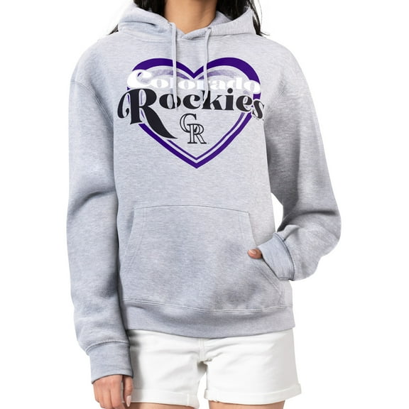 Women's G-III 4Her by Carl Banks Gray Colorado Rockies Double Heart Fleece Pullover Hoodie