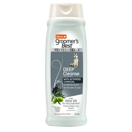 Hartz Groomer's Best Professionals Deep Cleanse Dog Shampoo with Activated Charcoal, Fresh Water Lily Scent, 18 fl oz