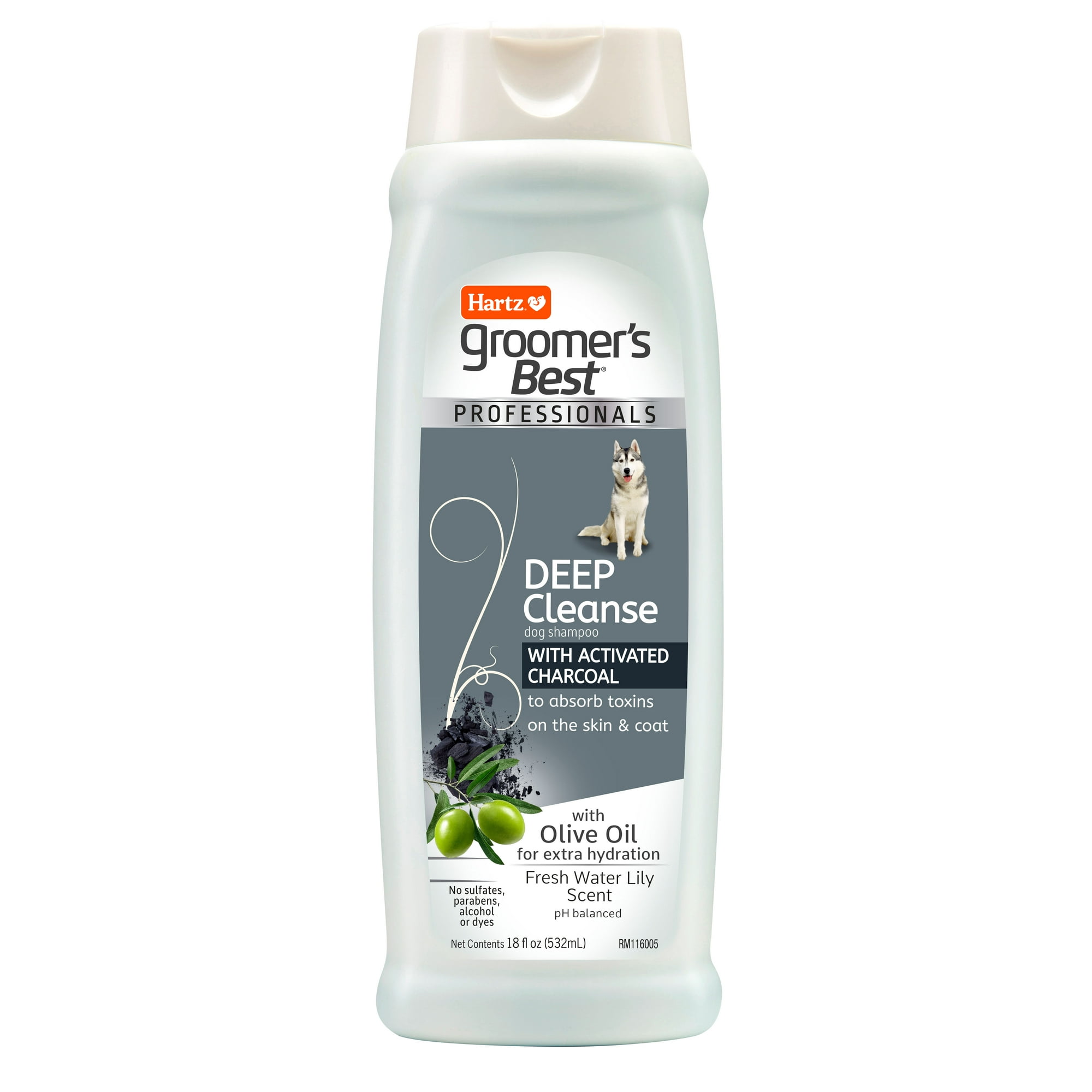 Hartz Groomer's Best Professionals Deep Cleanse Dog Shampoo with Activated Charcoal, Fresh Water Lily Scent, 18 fl oz