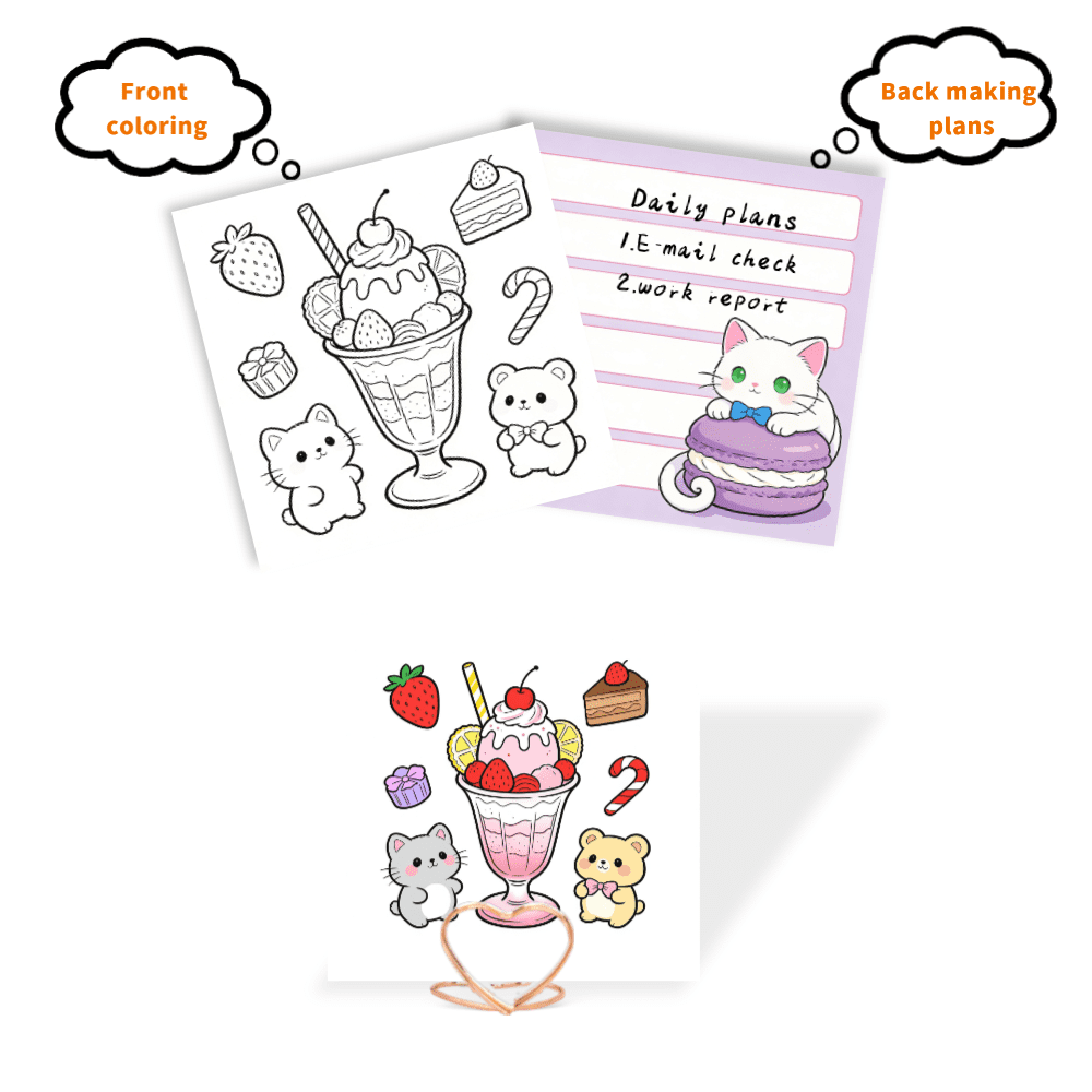 Fun Original Design Sticky Notes (100 Pcs) - Double-Sided Coloring & Writing, 100 Unique Patterns