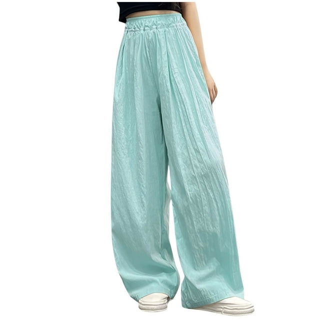 Timegard Toddler Girls Clothes Wide Leg Lightweight Pants Loose Ruched Solid Color Children Trousers