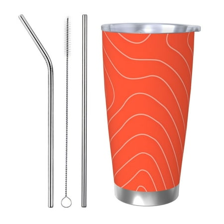 

Goofa Salmon Fish Meat for 20 oz Skinny Tumbler Stainless Steel Coffee Mug Slim Vacuum Insulated Travel Cup Car Cup-Straw Three-piece Set