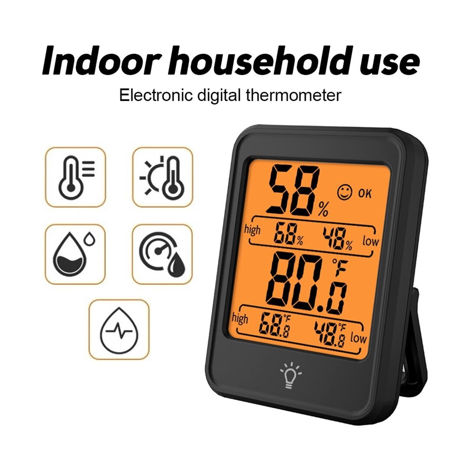 LCD Digital Hygrometer Room Thermometer with Stand Portable House Office Temperature Monitor ,Simple Operation
