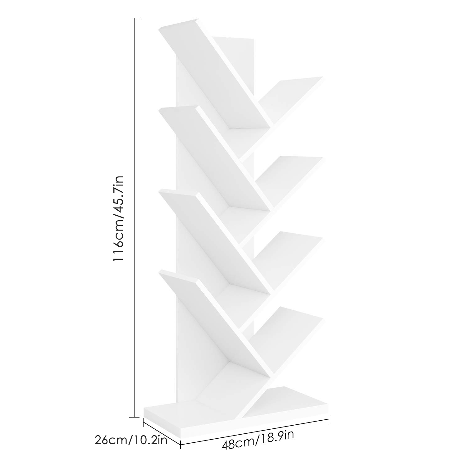 Buy Homfa 7 Tier Tree Bookshelf, Wood Storage Display Storage Rack CD