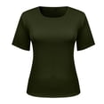 thumbnail image 4 of yillto Womens Plus Size Summer Tops Casual Crew Neck Short Sleeve Shirts Solid Color Slim Blouse with Bra, 4 of 6