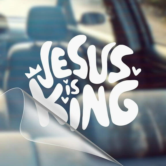 Jesus is King Retro Wavy - Christian Jesus Cross Bible Verse Car Vinyl Decal Bumper Sticker for Car, Wall, Window, Vehicle, Weather Resistant, Viral