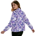 thumbnail image 3 of COEQINE Women's Bomber Jacket Zip Up Loose Fit Cropped Coat Trendy Lightweight Bomber Winter Coat with Pockets, Fashion Y2k Tops Streetwear Windbreaker, 3X-Large, Purple Butterfly, 3 of 7