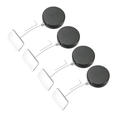 Uxcell 3.3ft Retractable Cable Lock with Square Patch Remote Control Security Lock with Adjustable Cord Tether Anti Theft for Laptop, TV, 150 G, Black, 4 Pack