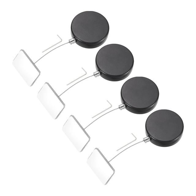 Candado de cable retráctil con parche cuadrado, candado de seguridad con control remoto y cordón ajustable antirrobo negro