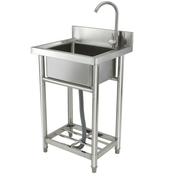 KFFKFF Commercial Utility & Prep Sink Single Bowl Sinks 21.7 x 19.7 x 37.4 in