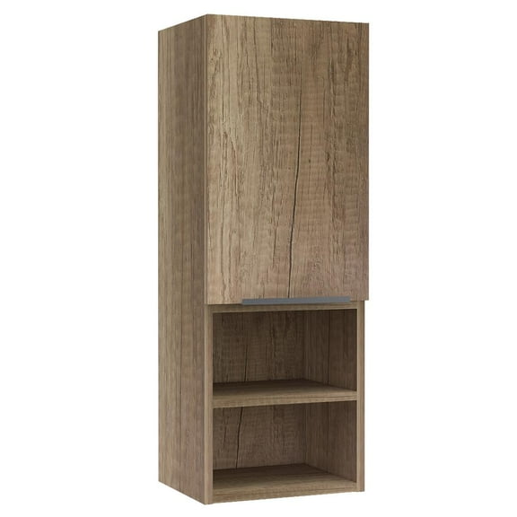 Savona Medicine Single Privacy Door Cabinet with Two Interior Shelves, Two External Shelves - Light Oak