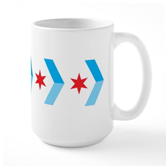 CafePress - Arrow Chicago Flag Mugs - 15 oz Ceramic Large White Novelty Mug