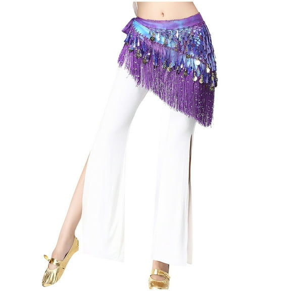 IUJSOY Belly Dance Scarf with Tassels Sequins Triangle Coins Wrap Skirt Music Festival Clothing
