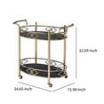 thumbnail image 3 of Metal Framed Serving Cart with Tempered Glass Top and Open Bottom Shelf, Gold and Black, 3 of 4