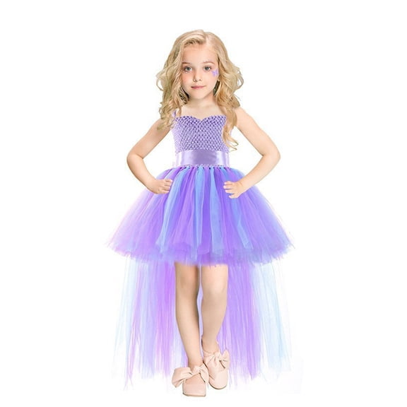 Ymyiu Girl Dress Flower Girls Dress Strap Long A Line Formal Wedding Pageant Princess Birthday Party Dance Gown 2T 4T (Purple,2-4 Years)