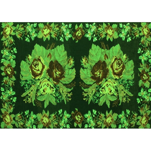 Ahgly Company Indoor Rectangle Persian Green Traditional Area Rugs, 7' x 10'