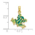 thumbnail image 2 of 10k Gold Small Bug Eyed Frog With Light and Dark Green Charm 21.6x16.5mm Wide Pendant Necklace for Women, 2 of 2