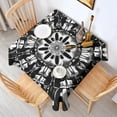 thumbnail image 2 of Black White Tie Dye Mandala Pattern Square Tablecloth,Waterproof Square Table Cover,Wipeable Spillproof Washable Table Cover for Home Kitchen Party Decor 60"x60"(152x152cm), 2 of 6