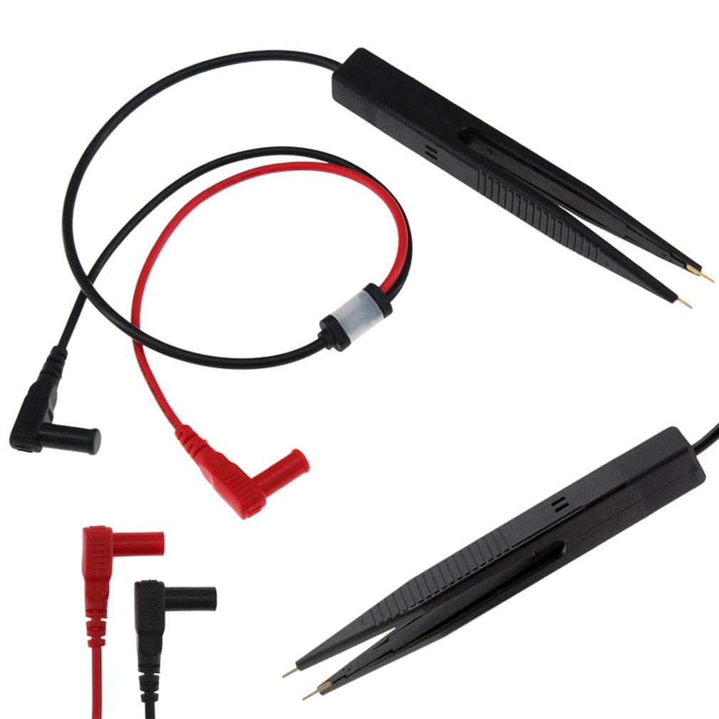 SMD Test Pen Clip Meter Lead Probe Multimeter Tweezer Capacitor Resistance 