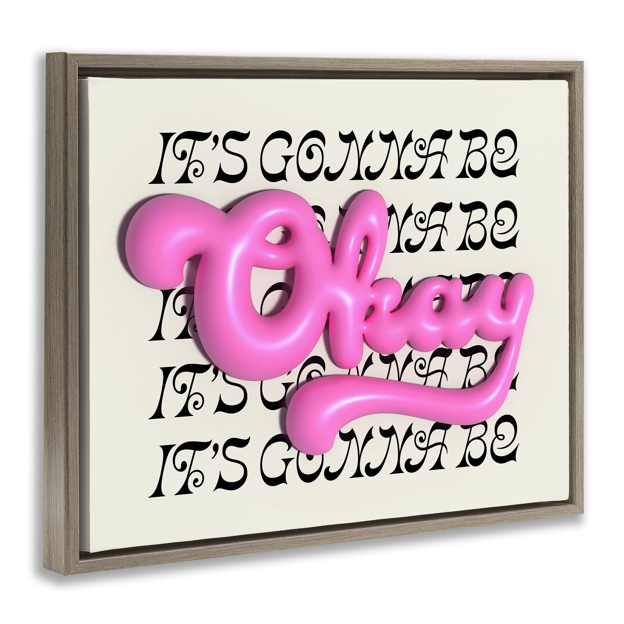 Stupell Industries Gonna Be Okay Typography Text & Numbers Painting Brown Floater Framed Canvas Art Print Wall Art, 21 x 17