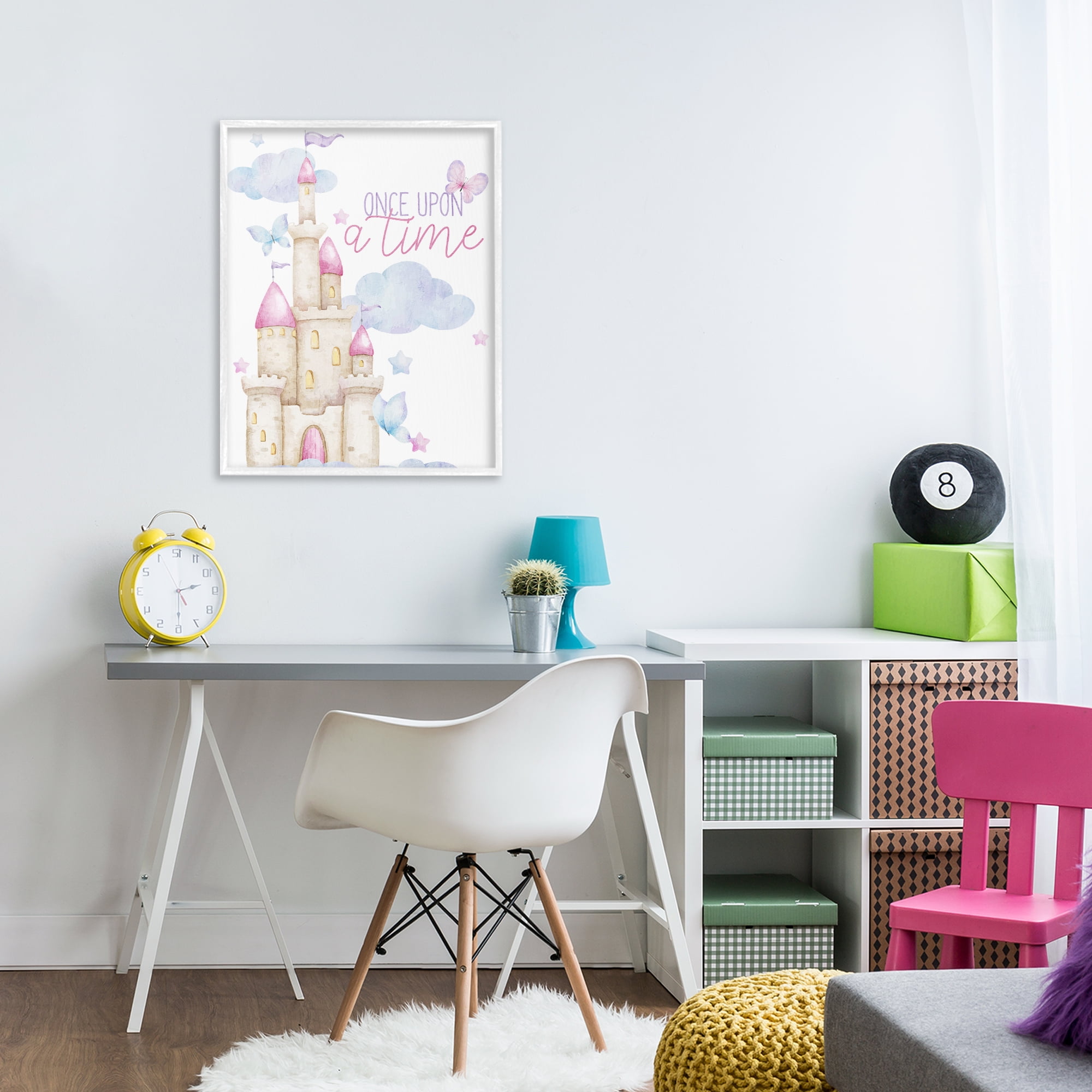Once Upon A Time Castle White Framed Giclee Art, design by Kim Allen
