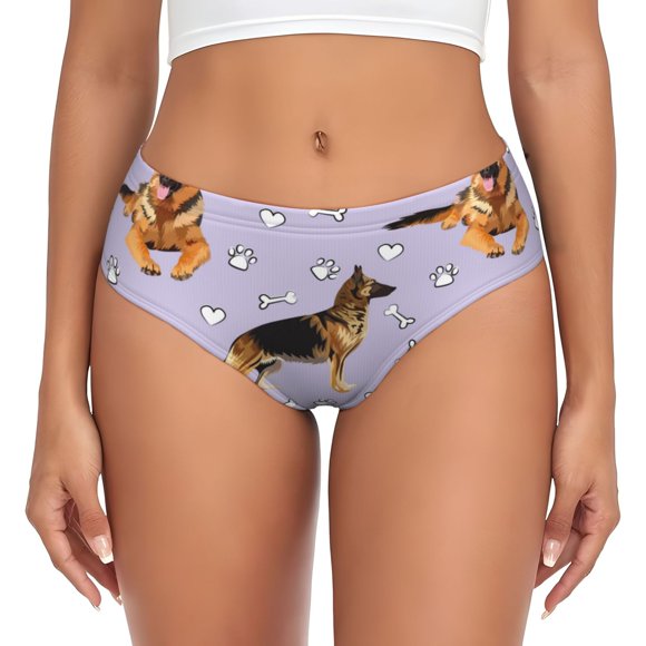 Fotbe German Shepherd Dog Calzones Estampados para Mujer – Ropa Interior de Algodón, Cómoda, Suave y Elástica-XX-Large
