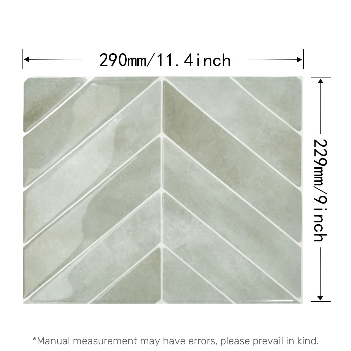 10-Sheet Self-Adhesive Kitchen Tile Backsplash, Dingrich 9x11.4inch 3D Peel and Stick Wall Tile Backsplash Stickers, Wall Decor Stickers for Kitchen, Bedroom, Living Room - Light Greenish Gray