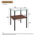thumbnail image 4 of GZXS 3-Piece Modern Living Room Table Set with Glass Top and Metal Legs, 2-Tier Rectangle Coffee Table & 2 End Tables with Shelf for Small Space, Clear & Black, 4 of 7
