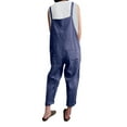 thumbnail image 4 of LilyLLL Plus Size S-4XL Womens Cotton Linen Buttons Overall Pants Dungaree Pinafore Jumpsuit, 4 of 5