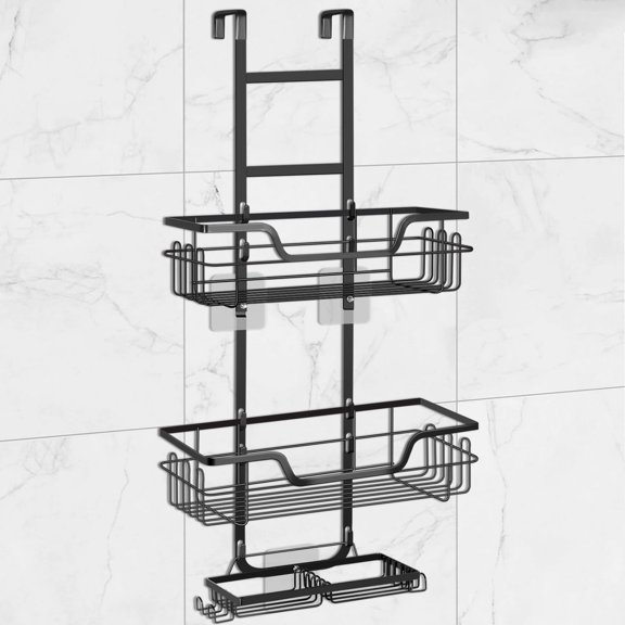 Shower Caddy, Hanging Shower Organizer & Shower Rack with Hooks and Adhesives, No Drilling Rustproof Stainless Steel Bathroom Organizer Shower Shelves
