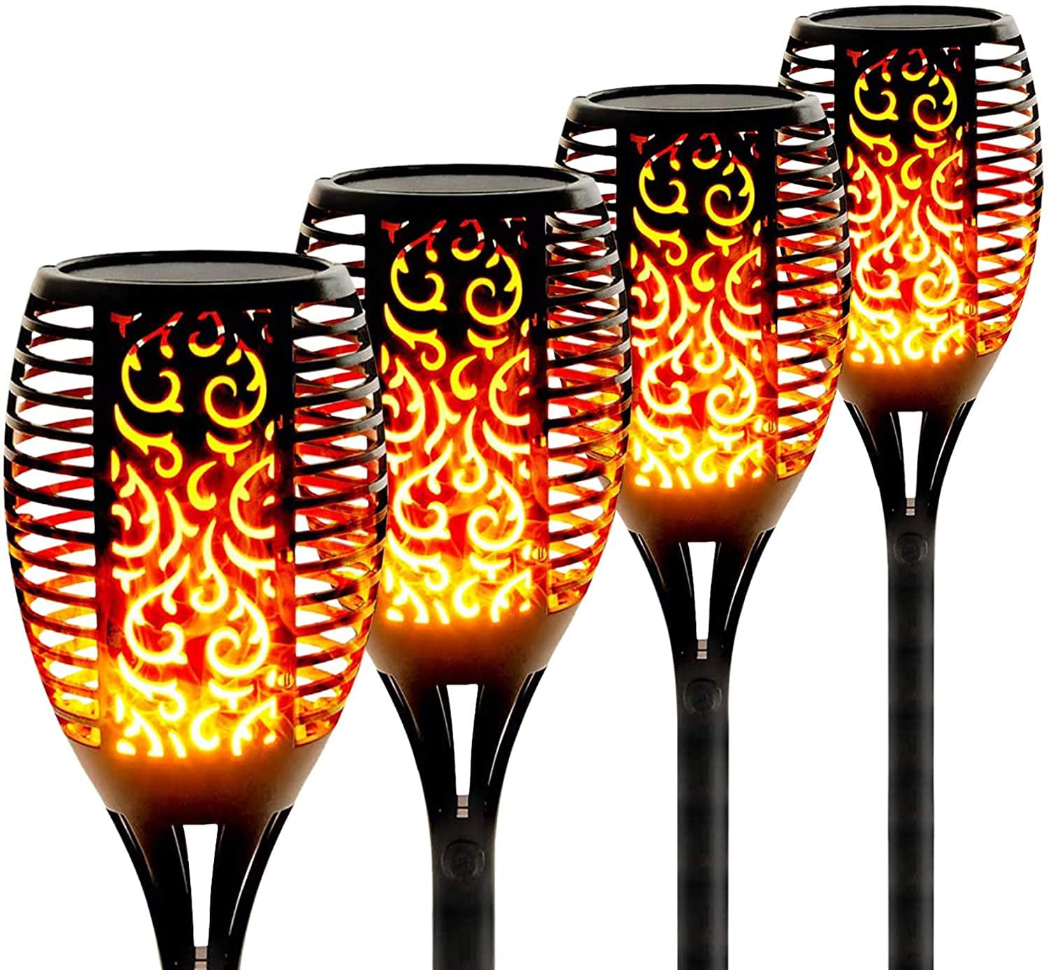 4 Pack Solar Torch Light with Flickering Flame Landscape Tiki Torches Decoration 