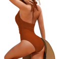 thumbnail image 2 of Womens Swimsuits Spring Summer Solid Color Beach Vacation Casual Plus Size Tankini Swimwear Bronze, 2 of 4
