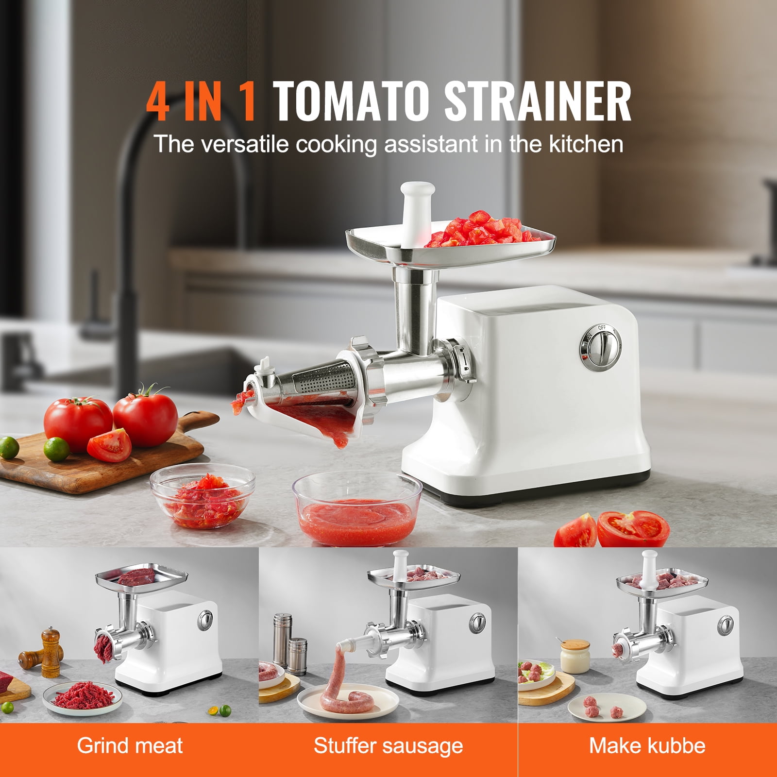 KFFKFF Powered Tomato Sieve, 700W Tomato Condiment Creation Device, 5.5 LBS/Min Culinary Sieve and Condiment Creator, Genuine Copper Engine Food Processor with Inverse Operation