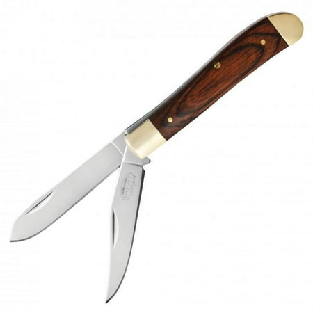 7.5 Buckshot Tactical Trapper Pocket Knife with Wooden Handle