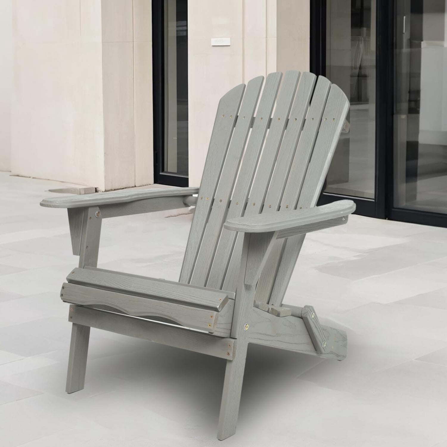 BOFANG Solid Cedar Folding Adirondack Chair Set of 2 for Patio,Gray