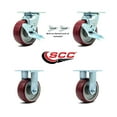 thumbnail image 2 of 5 Inch Poly on Aluminum Caster Set with 2 Brakes/Swivel Lock 2 Rigid SCC, 2 of 2